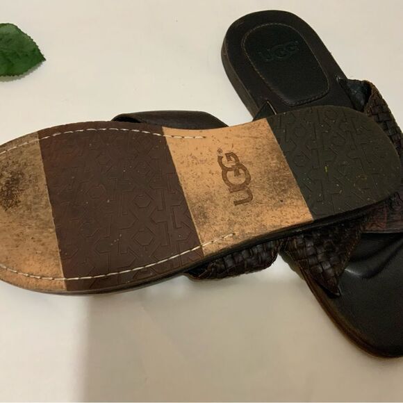 UGG Brown Braided Leather slide Sandals. Size 9/42 UGG 1007523 main image 6